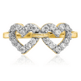 thumbnail image 5 of 10K Solid Yellow Gold Double Heart Cubic Zirconia CZ Ring, 5 of 8