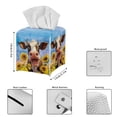 thumbnail image 3 of POLERO Tissue Box Holder Waterproof - Square PU Leather Tissues Cube Box Cover -Funny Cow Sunflower Decorative Car Facial Tissue Holder on Table and Barthroom, 5.1"X5.1"X5.5", 3 of 7