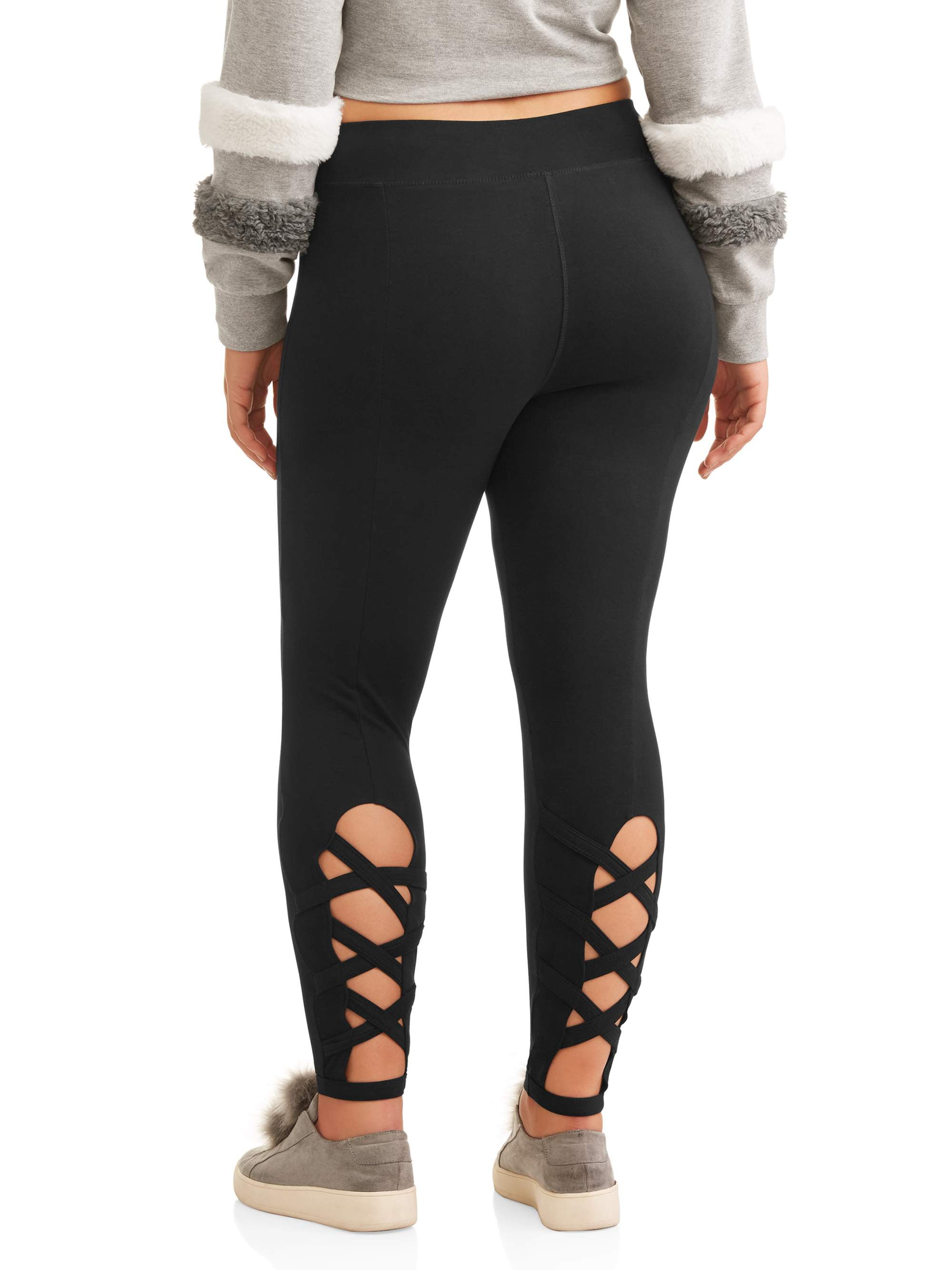 Plus Size Back Lattice Cutout Leggings