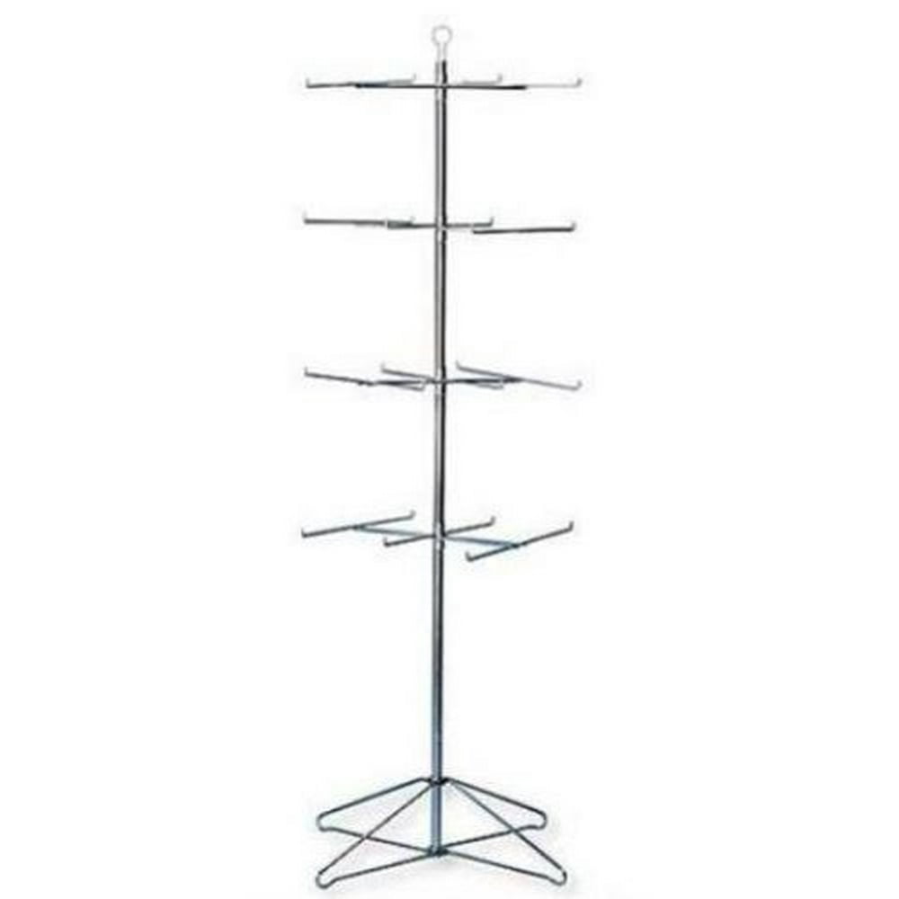 4 Tier Wire Display Rack in Chrome 63.5 H x 24.5 D with 24 Peg