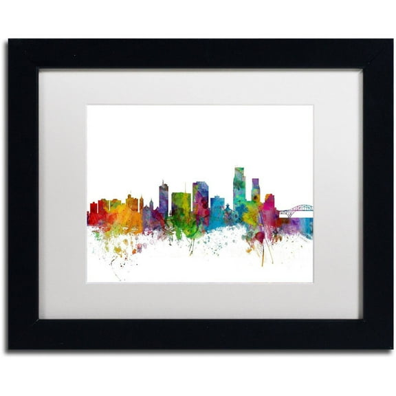 Trademark Fine Art 'Corpus Christie Texas Skyline' Canvas Art by Michael Tompsett, White Matte, Black Frame