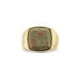 thumbnail image 2 of Gold 15mm Square Green stone Signet ring , Mens Signet ring , MEns Ring , Gold Ring , Gold Signet ring for men and women, 2 of 5