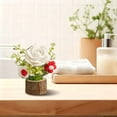 thumbnail image 4 of Artificial Flowers,Hand Woven Rose Ornament Log Base Wool Flower Desktop Home Decoration Small Ornament Desktop Decoration Souvenir Multi Color Optional, 4 of 6