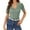 Green, variant on Seductiva Women's Slim-Fit Short Sleeve T-Shirt Women's Spring Solid Color Lace Hollowomen Splicing V Neck Lace Collar Slimming Short Sleeve T Shirt Fashion Basic Tees Fashion Basic Tees