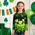 thumbnail image 4 of Tauxra Chandail de la Saint-Patrick pour Adultes, T-Shirt à Manches 3/4 Imprimé Col Rond, T-Shirt Graphique Trèfle Décontracté à Manches Longues pour Activités Festives, 4 of 6