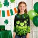 thumbnail image 4 of Blusas y camisas de manga larga con cuello redondo, informales, con estampado del Día de San Patricio, de manga tres cuartos y cuello redondo, para niños de talla mediana y grande., 4 of 6