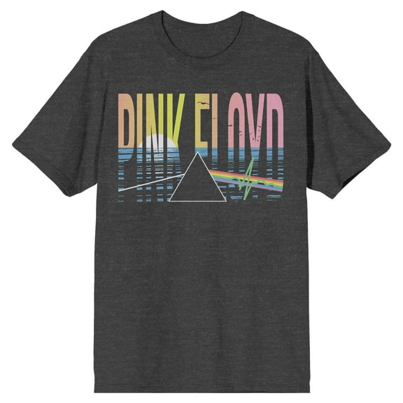 Pink Floyd Sea Design Logo Men's Charcoal Heather Gray Graphic Tee-Small