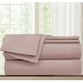 thumbnail image 5 of Lanco Amanda 4-Piece Flat Sheet Set, Plum, Easy Care 300 Thread Count Microfiber Embroidery, Cozy, 5 of 6