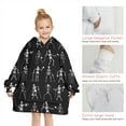 thumbnail image 6 of Black Halloween Dancing Skeleton Pattern Blanket Hoodies for Kids 6-13YR Oversize Wearable Blanket Hoodies for Boys Girls Teens, 6 of 7