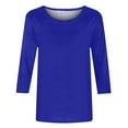 thumbnail image 5 of Sweatshirt Women Plus Size Clearance Tops Women Under$5 Solid Shirt Mid length 3/4 Sleeve Blouse Round Neck Casual Tops, 5 of 5