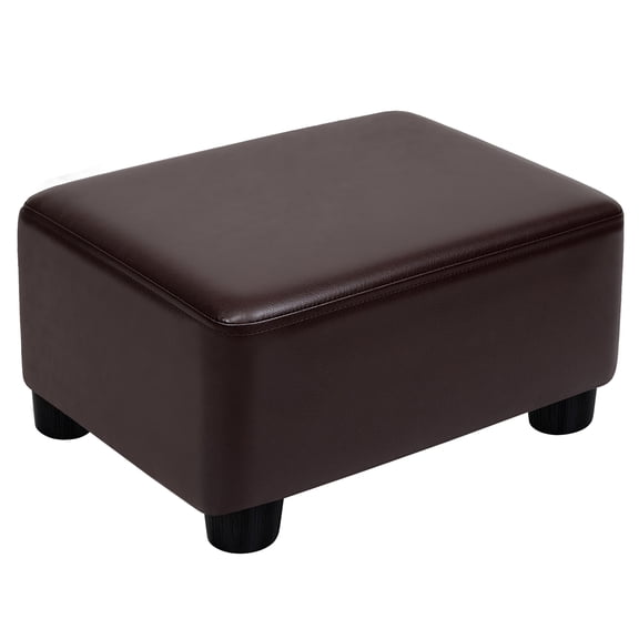 CAROLMADE Small Footstool with Legs Foot Stool Ottoman Under Desk Footrest for Living Room Bedroom and Office, PU Brown