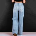 thumbnail image 2 of Gubotare Flare Jeans For Women Straight Leg Jeans for Women Ripped Raw Hem Low Waisted,Light Blue XL, 2 of 5