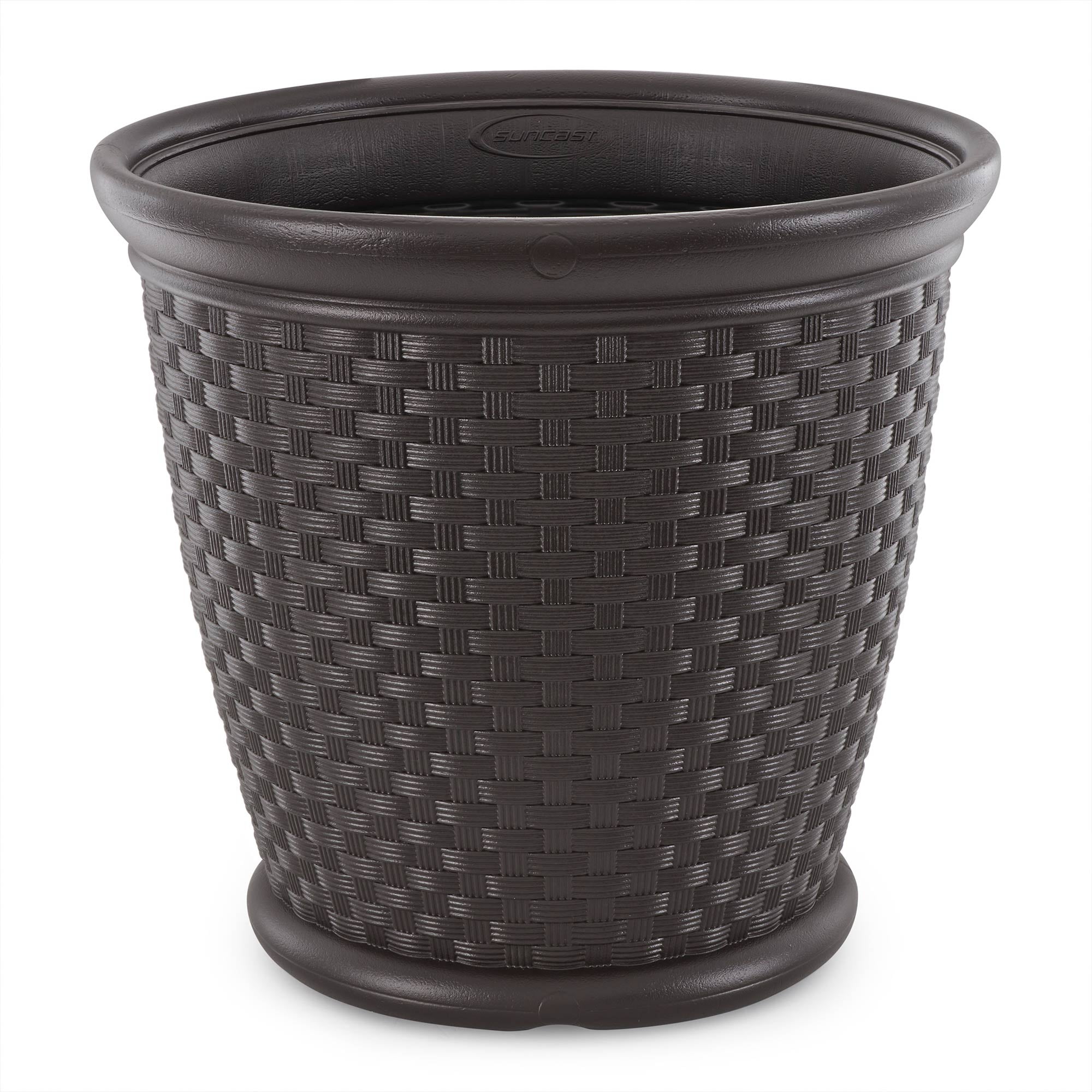 Suncast Sonora 22" Wicker Decorative Garden Flower Planter, Brown (4 Pack)
