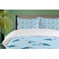 thumbnail image 4 of Ambesonne Striped Duvet Cover Sets, Turtle Blue Aquatic, 2-Queen, Blue Navy, 4 of 7