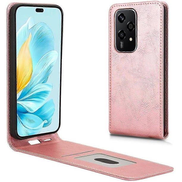 For Honor 200 Lite Case with Card Slot Magnetic Vertical Flip Leather Phone Cover - Orange