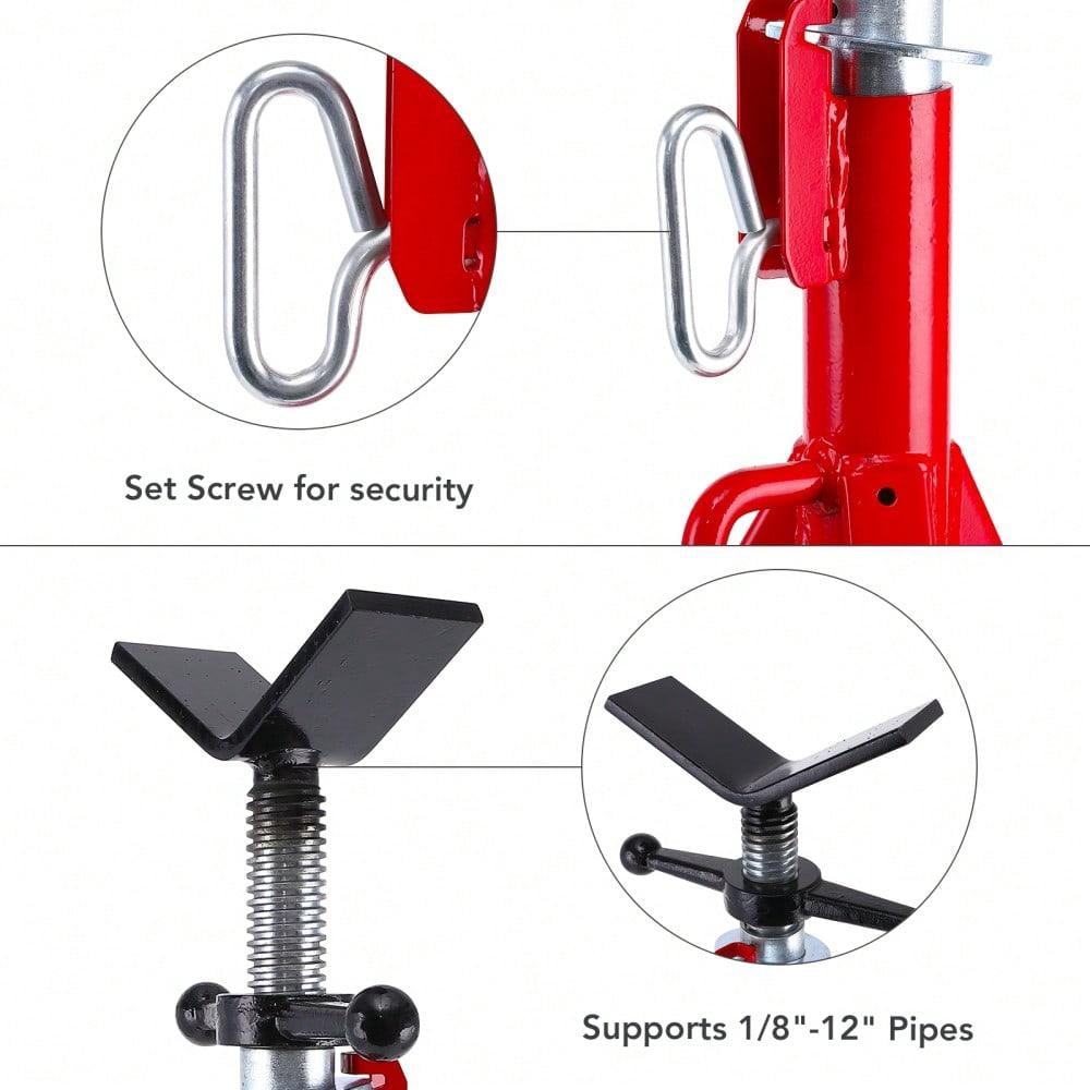 Heavy Duty V-Head Adjustable Pipe Jack Stand – 27-52 Inch Height – Supports 1/8"-12" Pipes – 2500 Lbs Load – Collapsible Steel Tripod For Welding, Automotive, Construction – Portable, Corrosion-Resis