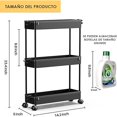 thumbnail image 3 of Timotech Carrito Almacenamiento Ruedas Organización, Estante Móvil 3 Niveles, Organizador Baño, Carrito Utilitario Cocina, Baño, Lavandería Chico, color Negro, 3 of 8