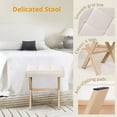 thumbnail image 4 of Dycanpo Vanity Stool with Metal X Legs, Small Ottomans or Footstools for Makeup Room, Linen-Sand, 4 of 12