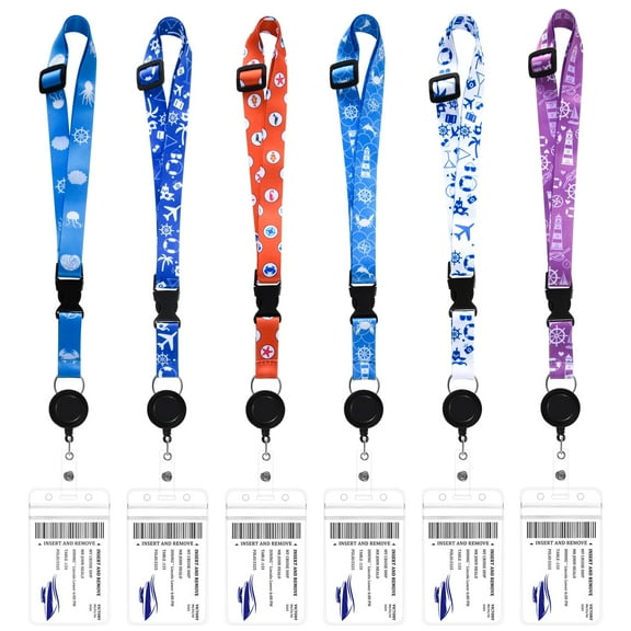 Taihexin 6 Pack Cruise Lanyards, Retractable Carnival Cruise Lanyard with Detachable Buckle and Waterproof ID Badge Holder, Adjustable Cruise Lanyards for Cruise Ships Cards Women Men