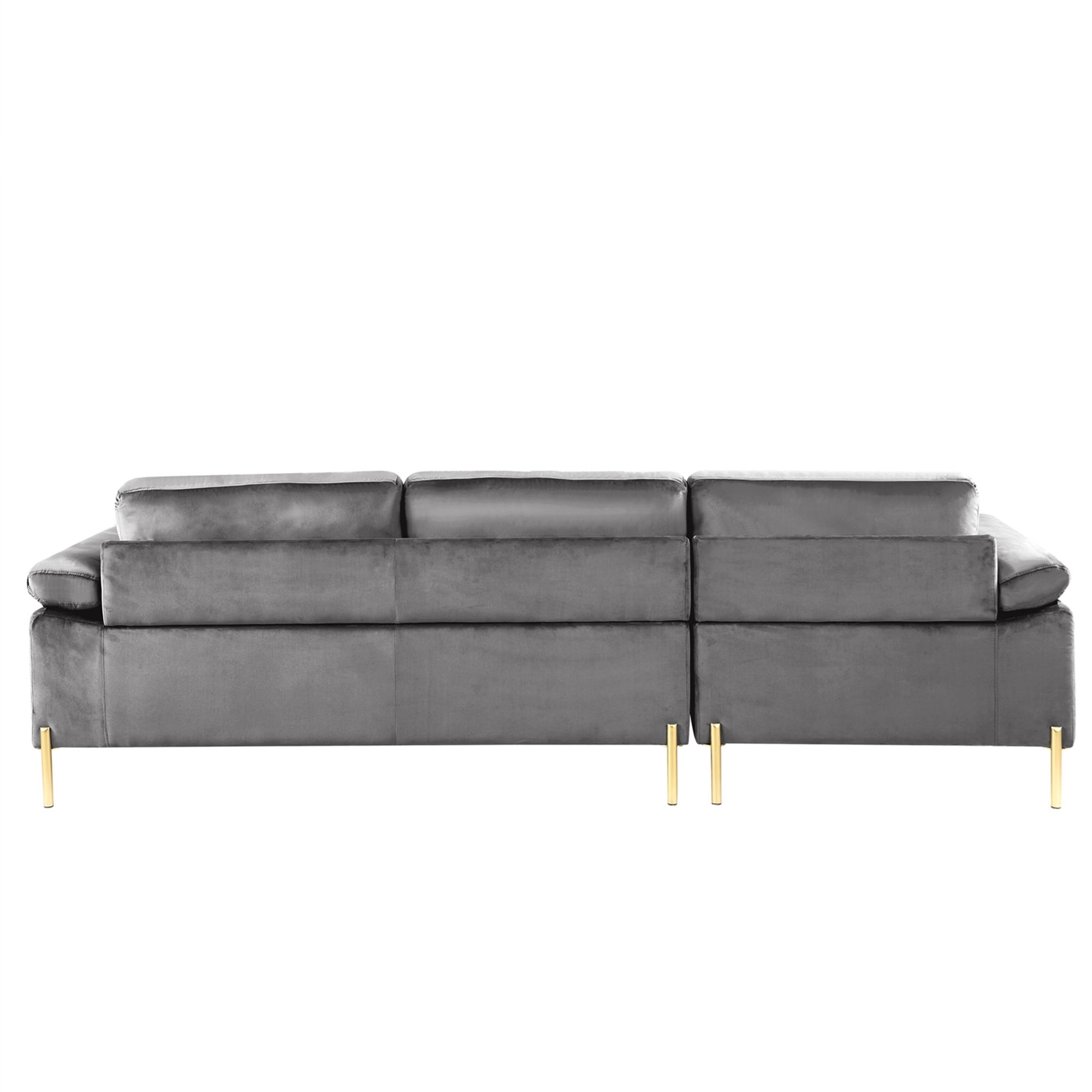 Aukfa 101" Velvet Sectional Sofa Pillow Top Arm Sleeper Couch for Living Room, Gray