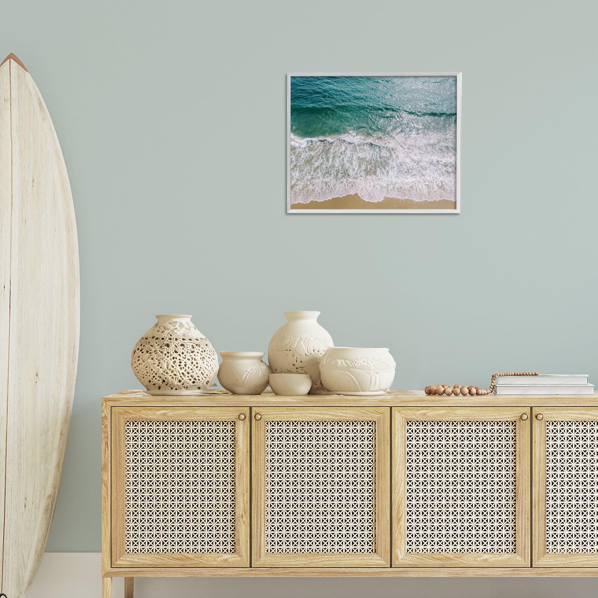 Stupell Industries Coastal Sea Waves Landscape Photography White Framed Art Print Wall Art, 20 x 16