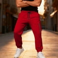 thumbnail image 4 of Men's Joggers Sweatpants Casual Elastic Waist Drawstring Tapered Sports Mountaineering Hiking Solid Pants with Pockets (XL, Red), 4 of 9