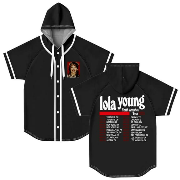 Lola Young North America Tour 2025 Merch Hooded Baseball Jersey Short Sleeve Shirt Women Men Crewneck Casual Tee