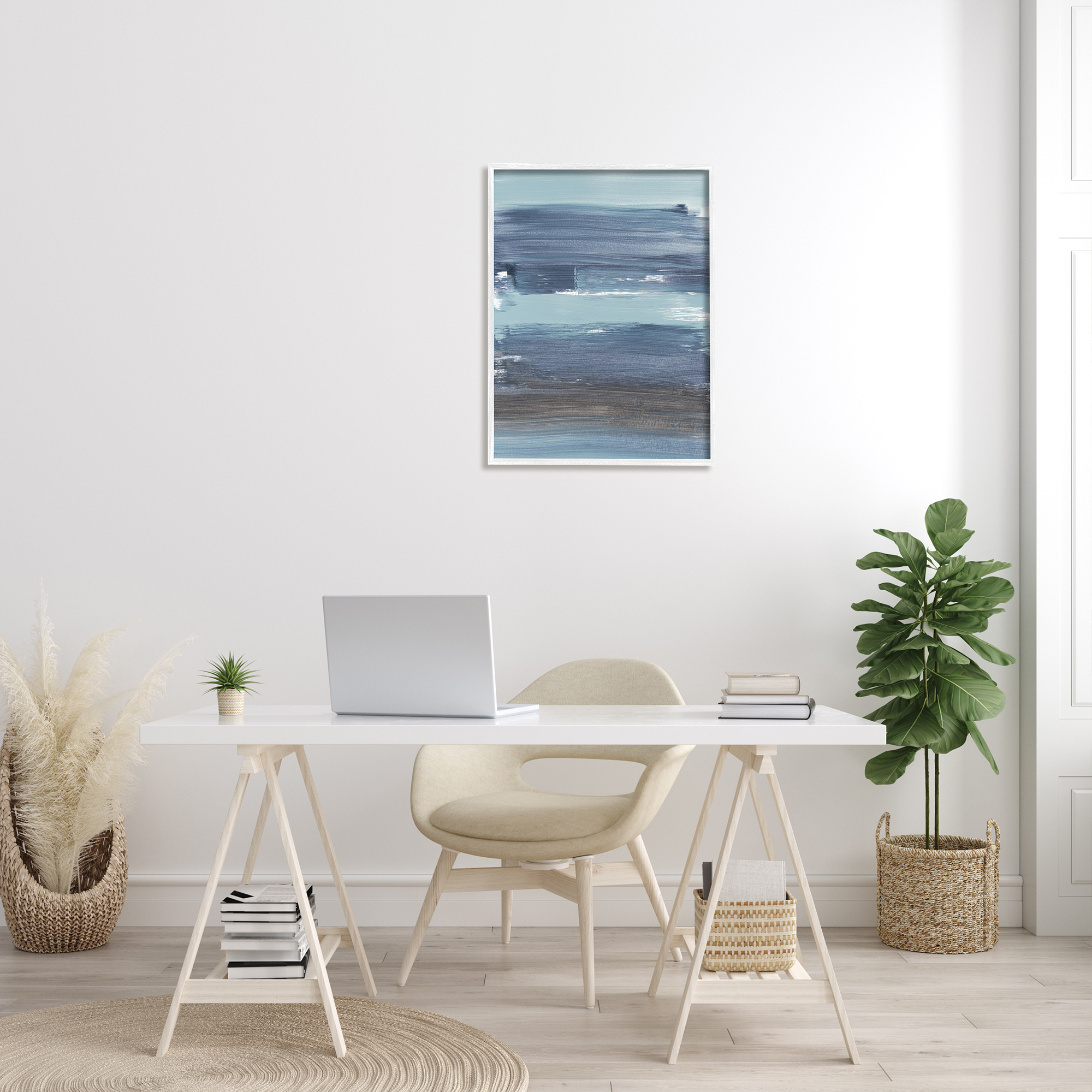 Stupell Industries Abstract Dark Blue Ocean Waves Nautical Movements, 24 x 30, Designed by Bronwyn Baker