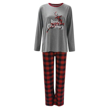 MUXiin Matching Christmas Pajamas For Couples,Family Matching Christmas Pajamas Set Holiday Print Top and Festive Plaid Bottoms