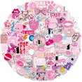 thumbnail image 1 of Paquete de 100 pegatinas preppy rosas, pegatinas estéticas para botellas de agua, pegatinas de sonrisa, pegatinas de vinilo impermeables para portátiles, parachoques y botellas de agua., 1 of 5