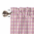 thumbnail image 5 of Tier Curtains 45 Inches Long, Pink Window Treatment Curtain Drapes, Grid Checkered Plaid Gingham Lattice Trellis Small Curtain Drapes for Bathroom Laundry Room, 27.5"x45", 2 Panels, 5 of 7