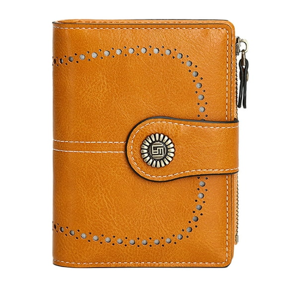 Egoelife Small Wallet For Women Leather Wristlet Purse Zipper Pocket Credit Card Holder RFID Blocking Bifold With ID Window