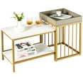 thumbnail image 1 of Costway 2PCS 2-Tier Nesting Coffee Sofa Side End Tables Narrow for Living Room Bedroom, 1 of 10