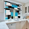 thumbnail image 3 of Light Blue Kitchen Curtains Black Grey Window Curtains Valance and Tier Set 36 Inch, White Modern Rod Pocket Short Tier Curtain for Bathroom, Abstract Small Cafe Curtains for Window Decor, 3 of 6