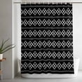 thumbnail image 4 of Black Checkered Shower Curtain, Abstract White Geometric Argyle Stripe Modern Waterproof Shower Curtain Set with 12 Hooks Lightweight Bath Curtains Fabric Bathroom Decor 36x72 Inches, 4 of 9