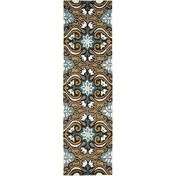SAFAVIEH Wyndham Kristen Abstract Floral Wool Runner Rug, Blue/Multi, 2'3" x 11'