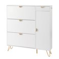thumbnail image 5 of CHEERFUN FCH V-Shaped Carved Door Panel Shoe Cabinet with 3 Drawers & 1 Door, White with Gold Accents, 5 of 11