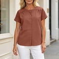 thumbnail image 5 of ClodeEU Women's Round Neck Short Sleeve Blouses,Casual Loose Fit Shirts for Summer ,Women's Plus S, 5 of 7