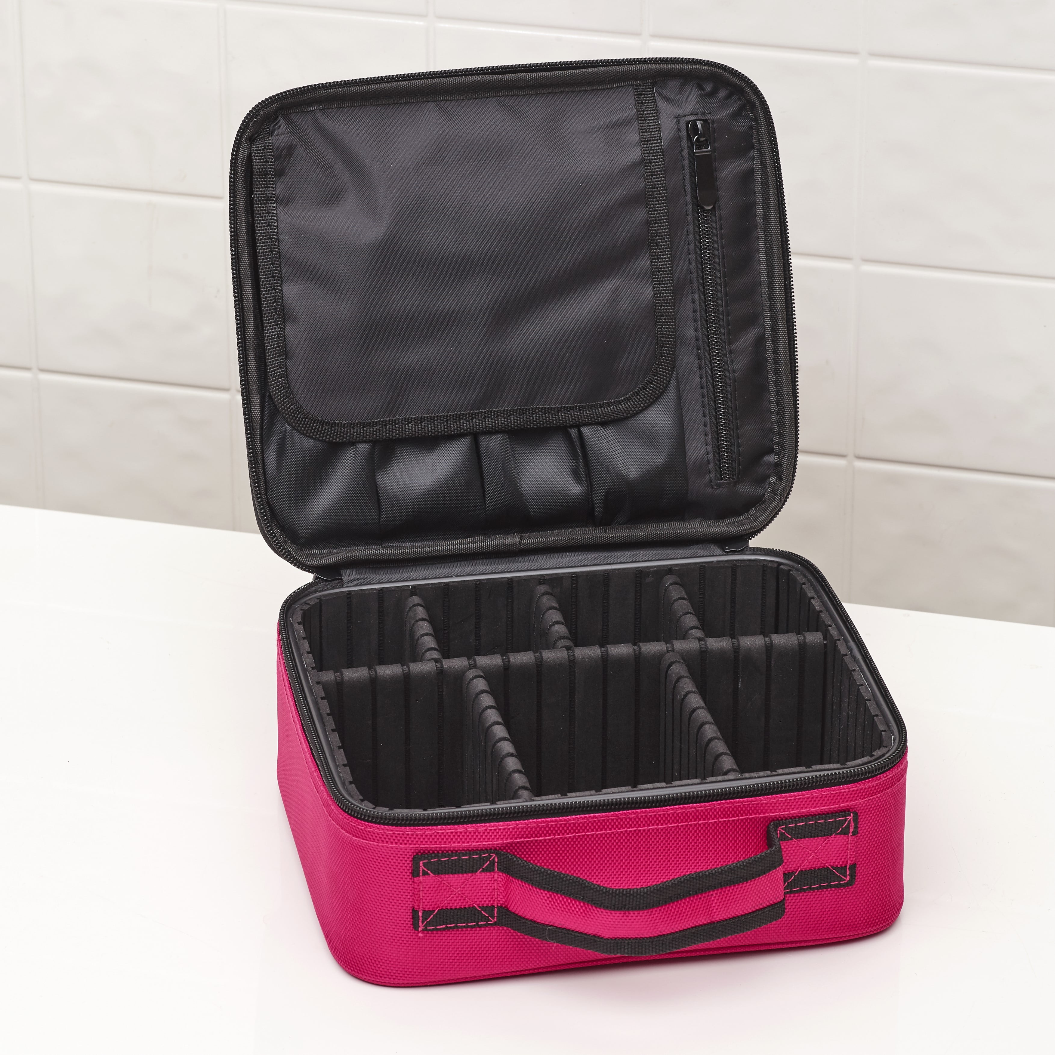 Makeup Organizer Case with Adjustable Dividers Portable Travel Bag