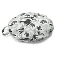 thumbnail image 1 of Forest Round Floor Cushion with Handle, Tropical Rainforest Doodle of Monkeys and Toucan Birds on Tree Branches, Pillow for Living Room & Dorms, 18" Round, Charcoal Grey and White, by Ambesonne, 1 of 4