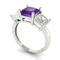 thumbnail image 2 of Three-Stone Engagement Ring for Women - 4ct Natural Amethyst in 14K White Gold Promise Ring, 2 of 7