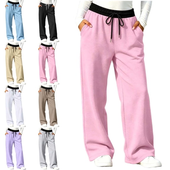 NAISIBABY Girls Sweatpants Size 12,High Waist with Pockets Casual Comfortable Pants Pink