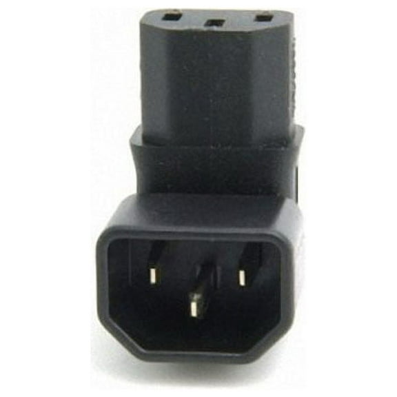 JSER IEC Male C14 to Down Right Angled 90 Degree IEC Female C13 Power Extension Adapter