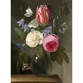 thumbnail image 2 of van Thielen, Jan Philips 15x18 White Modern Wood Framed Museum Art Print Titled - Roses and a Tulip in a Glass Vase, 2 of 4