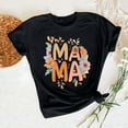 thumbnail image 6 of GaThRRgYP Tops for Women Trendy,Summer Tops for Women 2025,Women Mother's Day Gift Mom Flower Print Short Sleeve Round Neck T-shirt Pattern Top Black L, 6 of 7