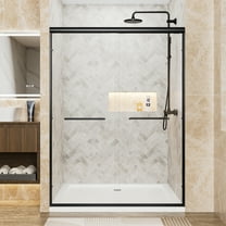 50–54" W x 72" H Double Sliding Shower Door, Aluminum Frame, Chrome Semi-Frameless Bathroom Door