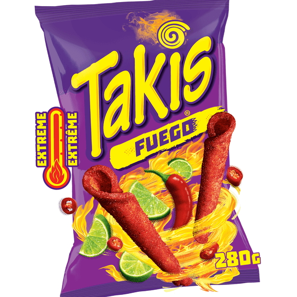 Takis® Fuego Spicy Chili Pepper and Lime Rolled Tortilla Chips, 280 g