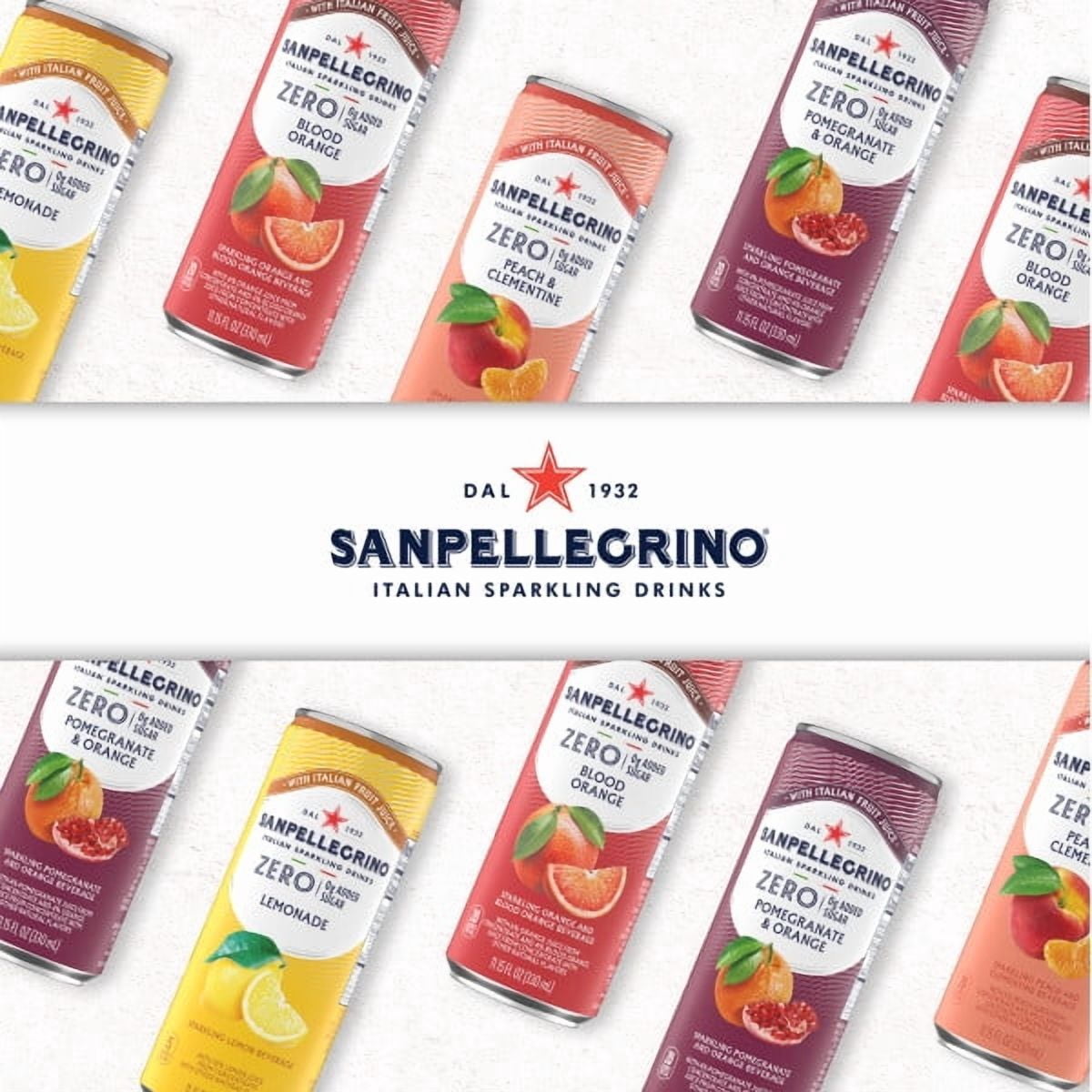 SanPellegrino Soda Italiana Peach and Celmintine, Low Calorie Zero Added Sugar, 6 Pack Cans