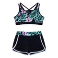 thumbnail image 4 of Alvivi Girls Rashguard Swimwear Crisis Cross Tank Top with Shorts 2 Piece Gymnastics Sports Swim Set Black Lily 10, 4 of 7