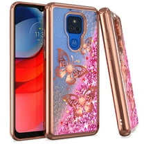 For Motorola Moto G Play XT2093DL 2021 Liquid Glitter Cover Cell Phone Case - Butterfly